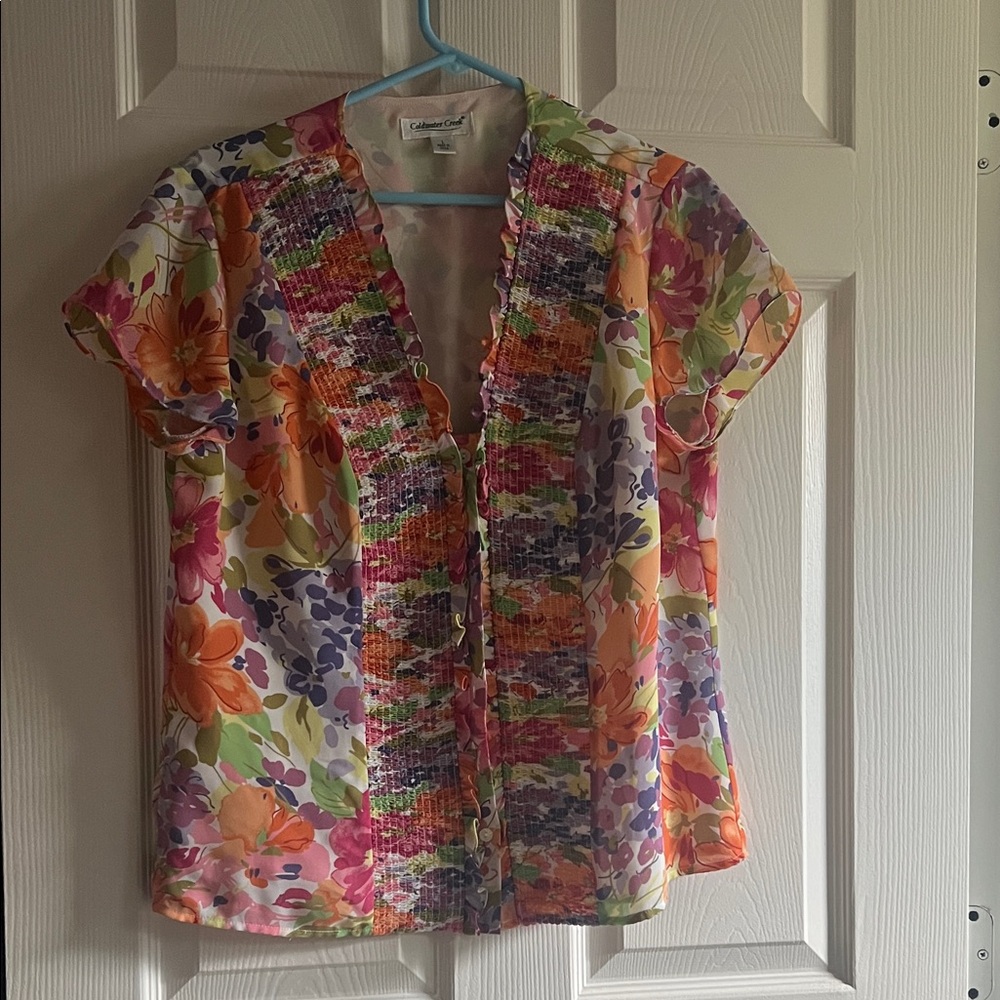 Sag Harbor Colorful Floral Blouse